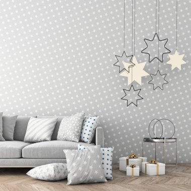 Noel iç xmas çevre, 3d render ile alay