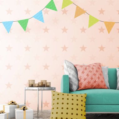 Noel iç xmas çevre, 3d render ile alay