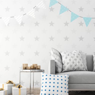 Noel iç xmas çevre, 3d render ile alay