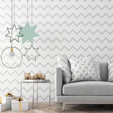 Noel iç xmas çevre, 3d render ile alay