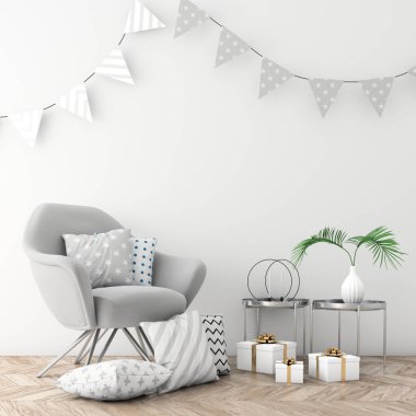 Noel iç xmas çevre, 3d render ile alay