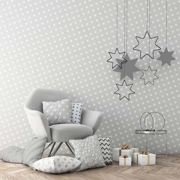 Noel iç xmas çevre, 3d render ile alay