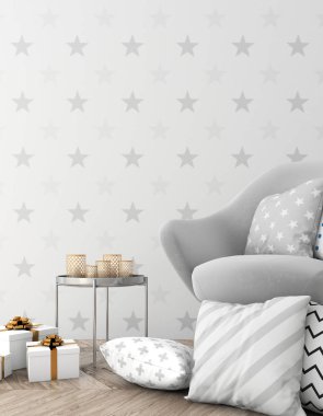 Noel iç xmas çevre, 3d render ile alay