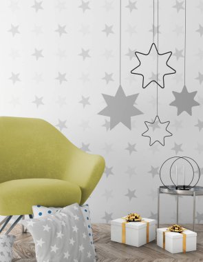 Noel iç xmas çevre, 3d render ile alay