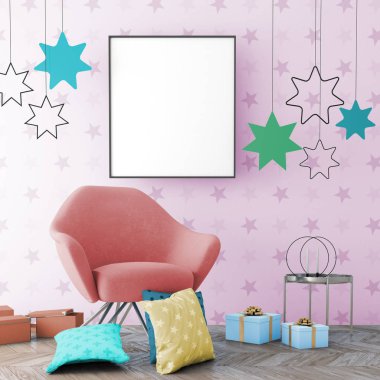 Noel iç xmas çevre, 3d render ile alay