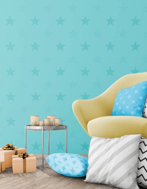 Noel iç xmas çevre, 3d render ile alay