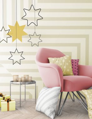 Noel iç xmas çevre, 3d render ile alay