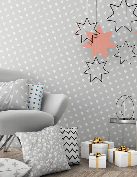 Noel iç xmas çevre, 3d render ile alay