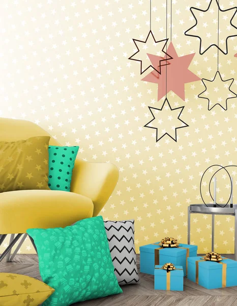 Noel iç xmas çevre, 3d render ile alay