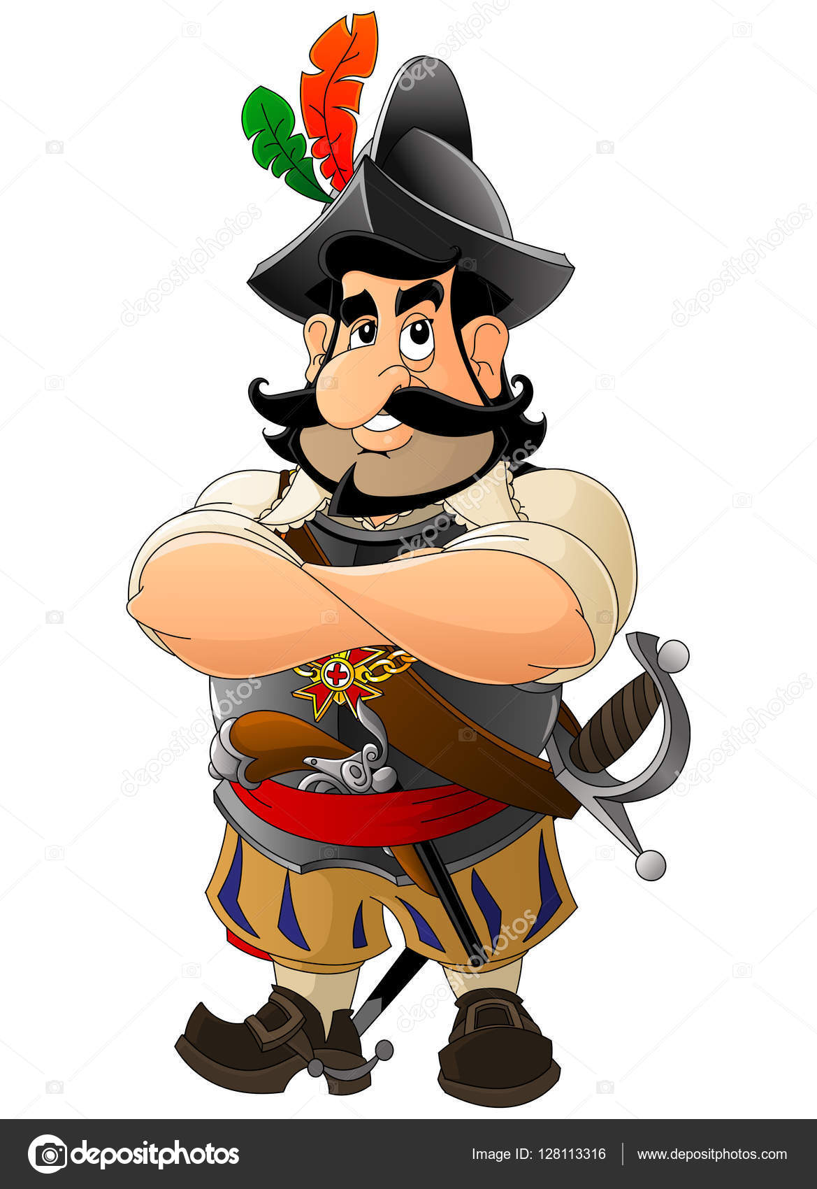 Cartoon Spaanse conquistador. Set Mascottes. vectorafbeelding door