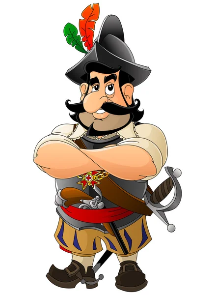 Cartoon Spanish conquistador. Set mascots. — Διανυσματικό Αρχείο