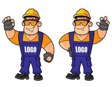 Oluşturucu, çalışma veya foreman. Maskotları büyük bir set. Logonuzu değiştirmek.