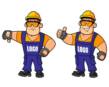 Oluşturucu, çalışma veya foreman. Maskotları büyük bir set. Logonuzu değiştirmek.