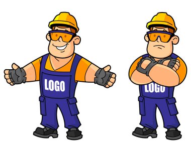 Oluşturucu, çalışma veya foreman. Maskotları büyük bir set. Logonuzu değiştirmek.