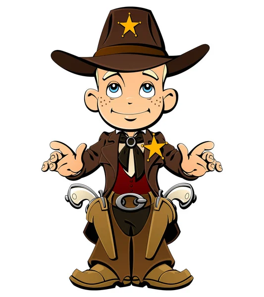 Fiatal cowboy, a seriff a Wild West. — Stock Vector