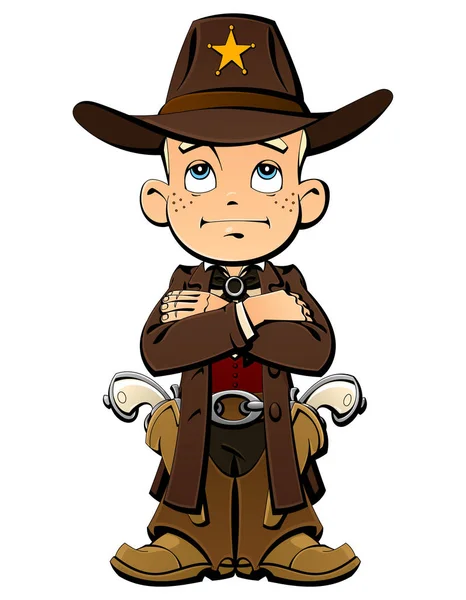 Un joven vaquero, un sheriff del Salvaje Oeste . — Vector de stock