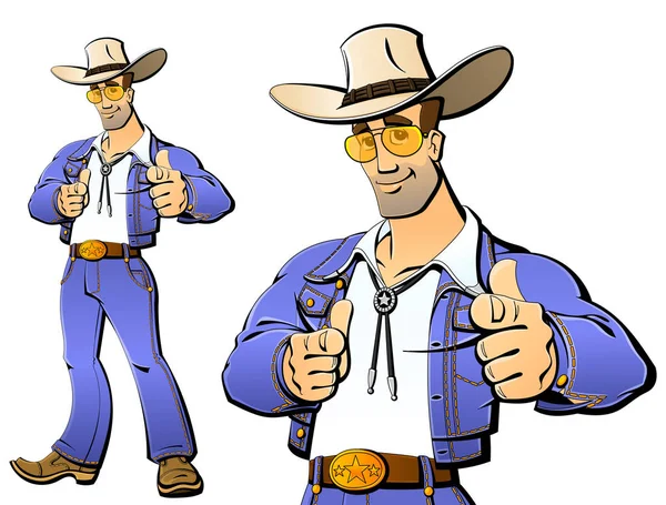 Texaner in Jeans und Cowboyhut. — Stockvektor