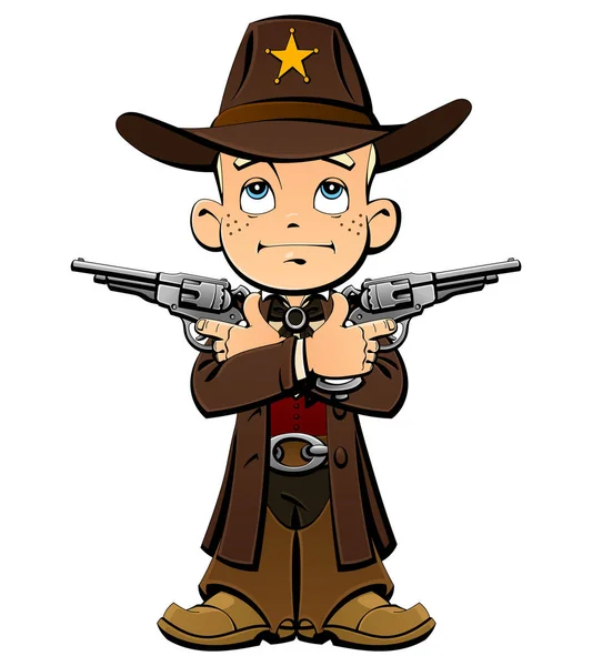 Jonge cowboy, sheriff van het wilde westen. — Stockvector