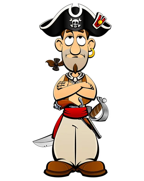 Un pirata gracioso. Un personaje de dibujos animados . — Vector de stock