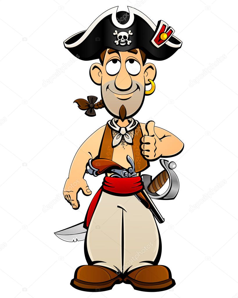 Funny pirate. A cartoon character.