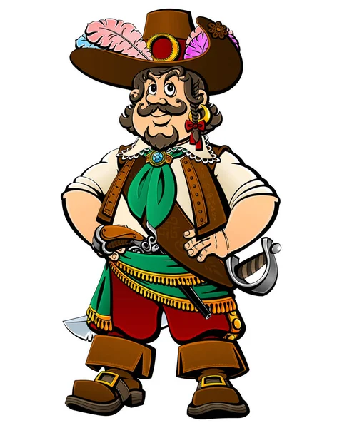 Pirata engraçado. Um personagem de desenho animado . — Vetor de Stock