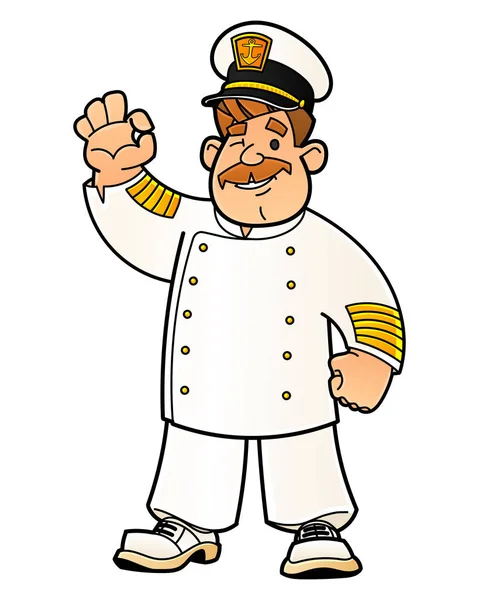 Cartoon sea captain. From a large set of similar images. — Stock Vector