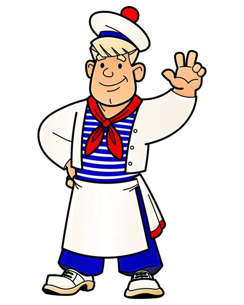 Ship cook, a waiter. Sailor. — Stock Vector