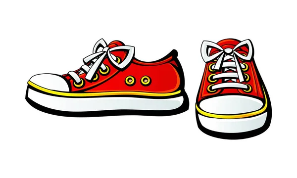 Zapatillas rojas en cordones . — Vector de stock