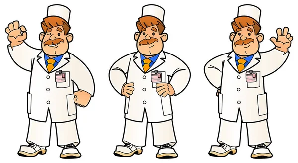 Dokter, ingenieur, wetenschapper of laboratorium. Een reeks beelden. — Stockvector