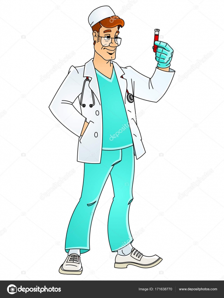 The doctor is studying a blood test in a test tube. Stock Vector Image by  ©comsorg #171638770