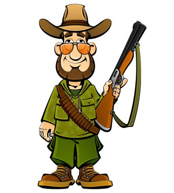 Çizgi film avcı. Maskotları büyük bir set.