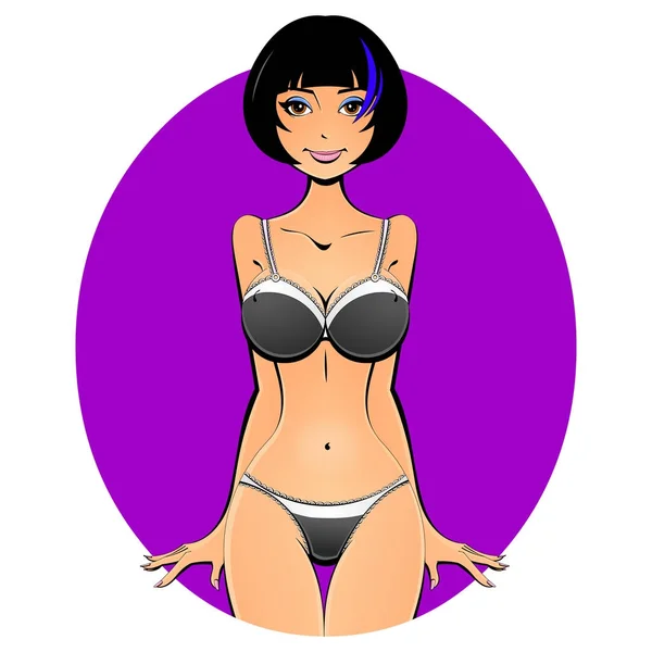 Sexy naked girl in underwear. Avatar, icon. — Stock Vector