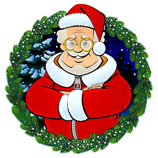 Santa Claus Jul Och Nyår Emblem — Stock vektor