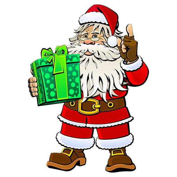 Santa Claus Dengan Hadiah Karakter Kartun - Stok Vektor