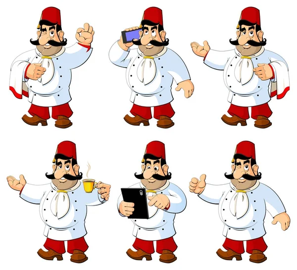 Türk Ulusal fez karikatür Şef. Fotoğraf bir dizi.