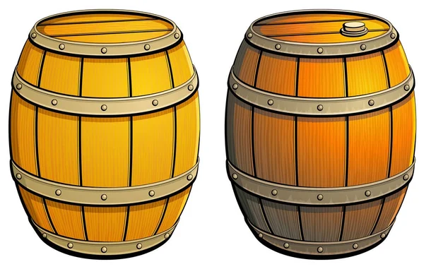 木製の樽 オークの新旧 — ストックベクタ