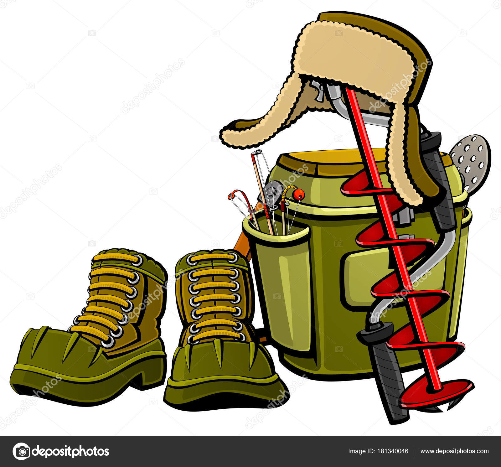 Equipment Winter Ice Fishing Footwear Extreme Winter Recreation Container  Fishing Stock Vector by ©comsorg 181340046