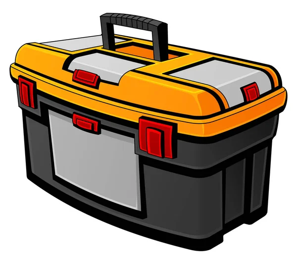 Caja Herramientas Negro Con Naranja Estilo Dibujos Animados — Vector de stock