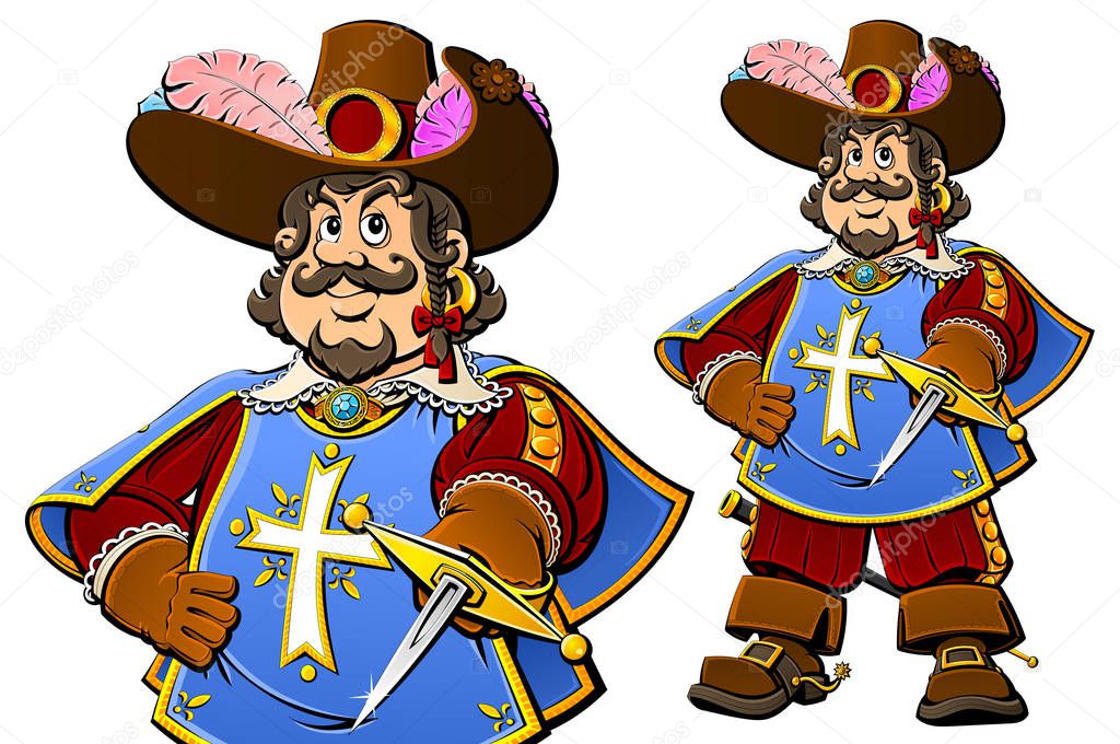 Cartoon French royal musketeer.