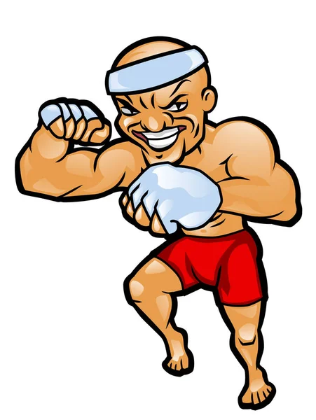 Muaythai fighter on the white background — Stock Vector