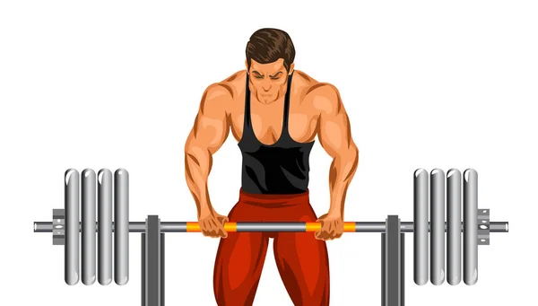 Bodybuilder met barbell — Stockvector