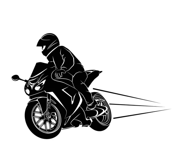 Motociclista en una moto deportiva — Vector de stock