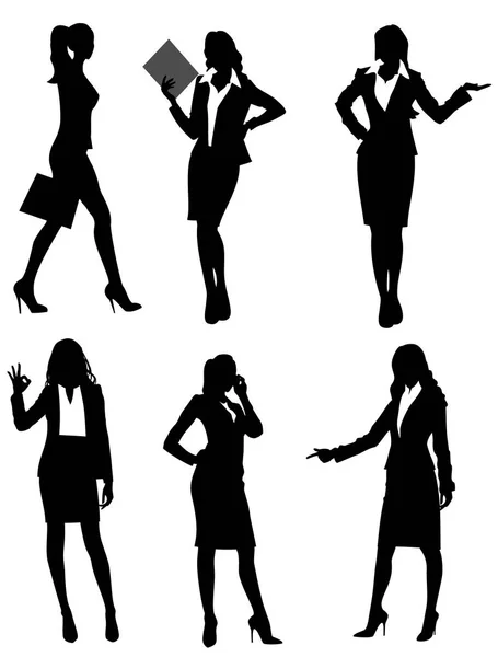Six femmes d'affaires silhouette — Image vectorielle