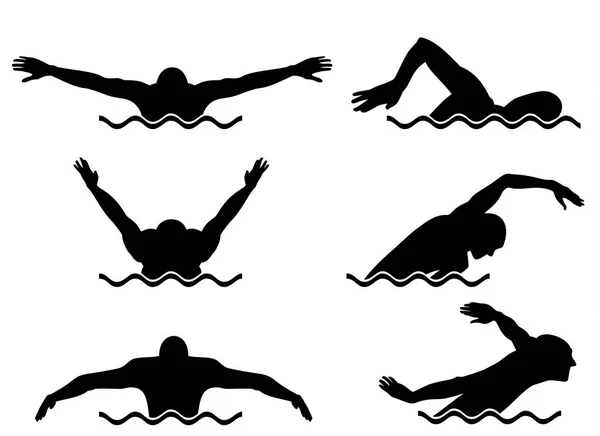 Ensemble de six nageurs — Image vectorielle