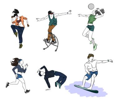 Altı gençler siluetleri