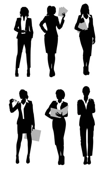 Six femmes d'affaires silhouette — Image vectorielle