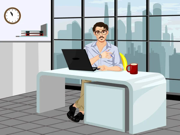 Fashionable guy in the workplace — Stock Vector