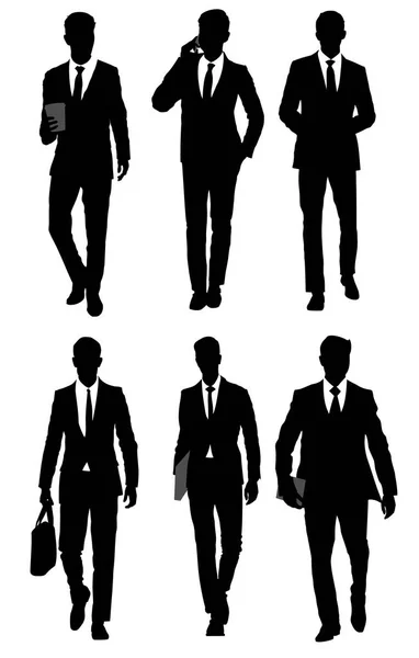 Six silhouettes d'hommes d'affaires — Image vectorielle