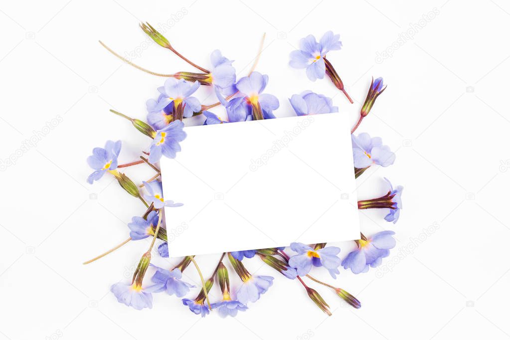 Empty card  and floral composition