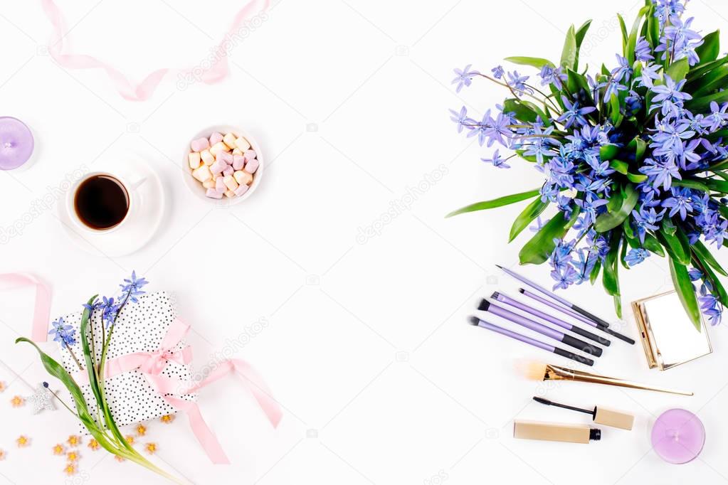 bouquet and cosmetic accessories